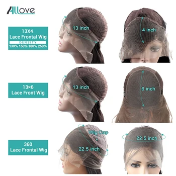 Allove Straight Lace Front Human Hair Wigs Remy 360 Lace Frontal Wig 13X4 13X6 Brazilian Straight Lace Front Wig 250 Density 5