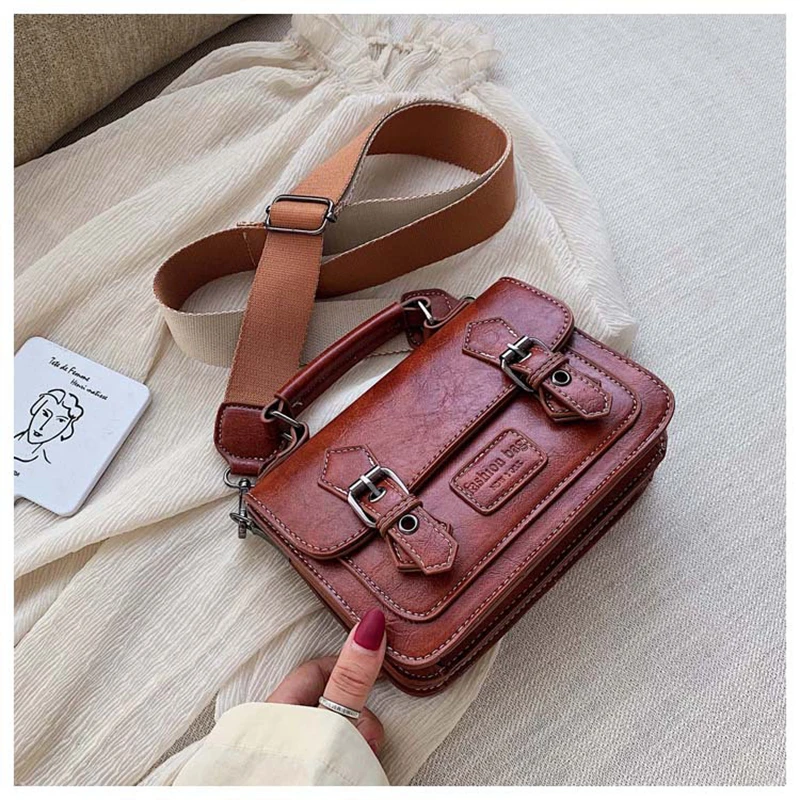 

Ladies 2020 Bags Vintage Leather Handbags Broadband Messenger Bags Luxury Shoulder Bags Well-known Brands Premium Messenger Bags