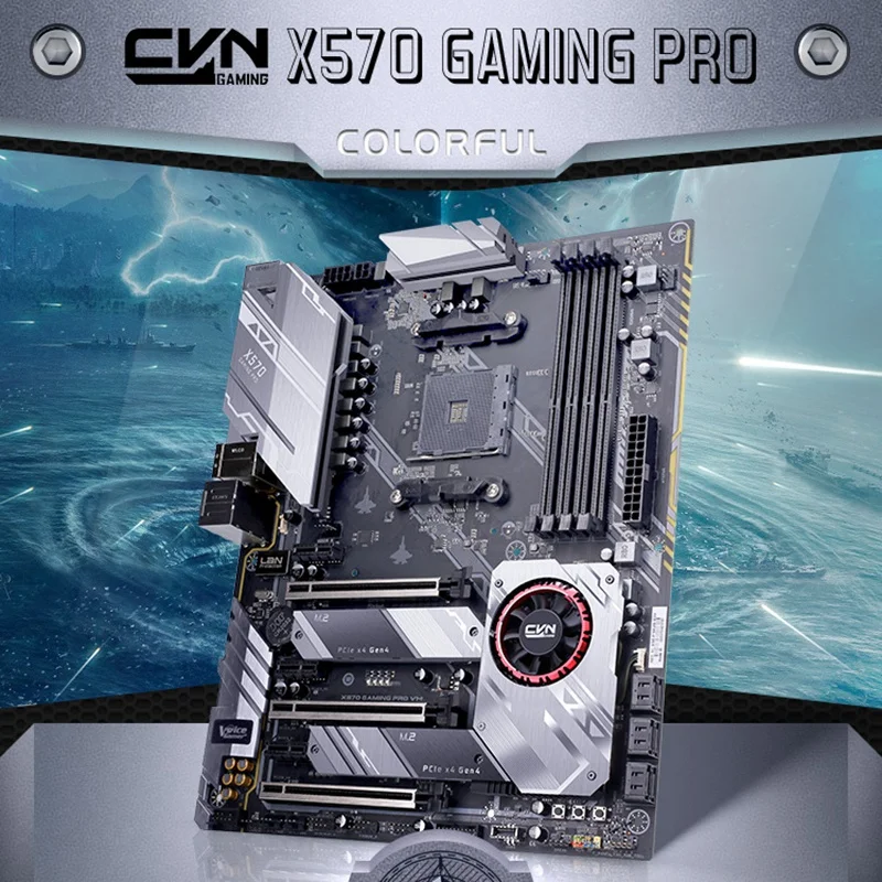 Цветная материнская плата CVN X570 GAMING PRO V14 двухканальная DDR4 RAM USB3.1 GEN1 SATA3.0 6 ГБ/сек.