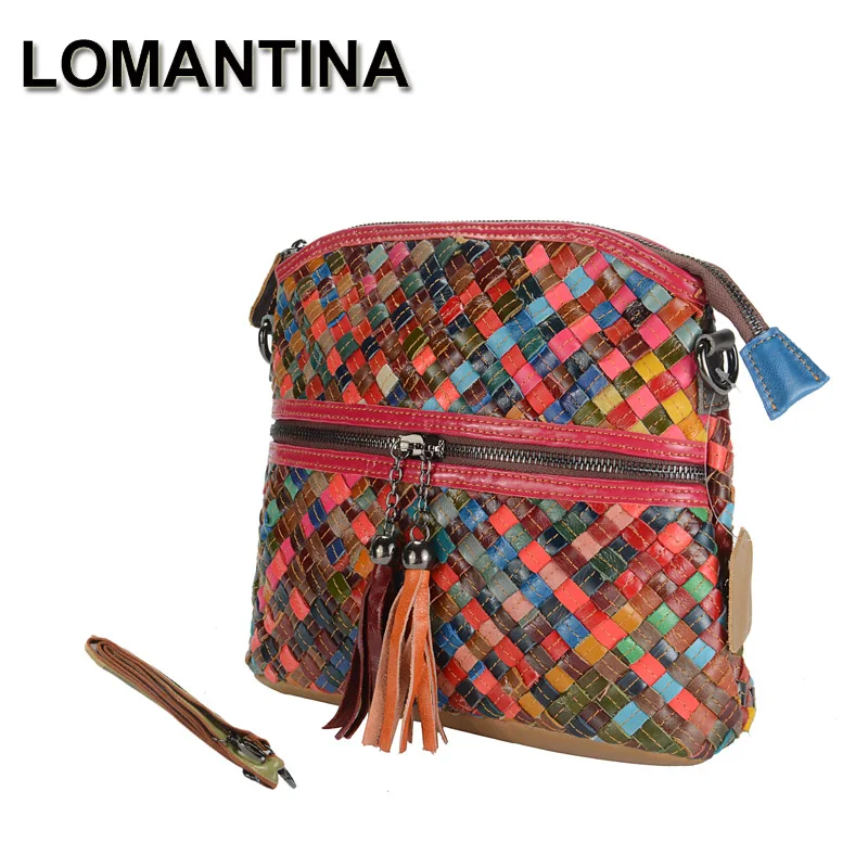 LOMANTINA Sac Повседневная Сумка-тоут из коровьей кожи, роскошные сумки для женщин, вязаные сумки для девочек с кисточками, ручная сумка для женщин, женская сумка