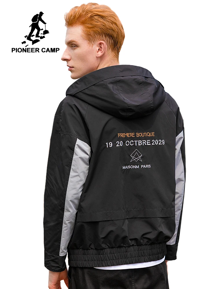 Pioneer Camp мужская куртка с капюшоном на молнии черное белое пальто уличная бомбер