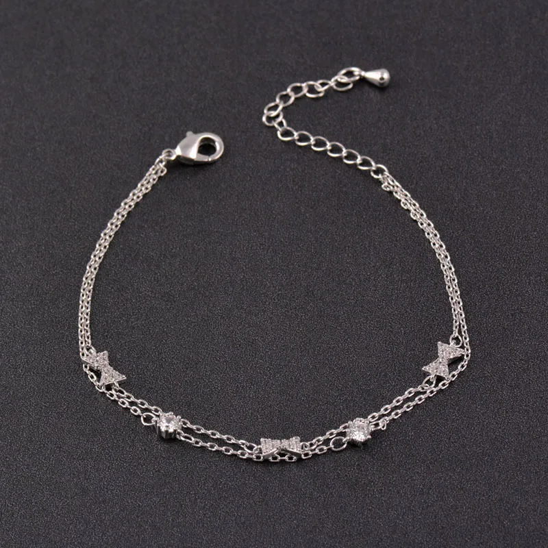 SINLEERY двухслойный регулируемый браслет с сердцем на цепочке цвета розового