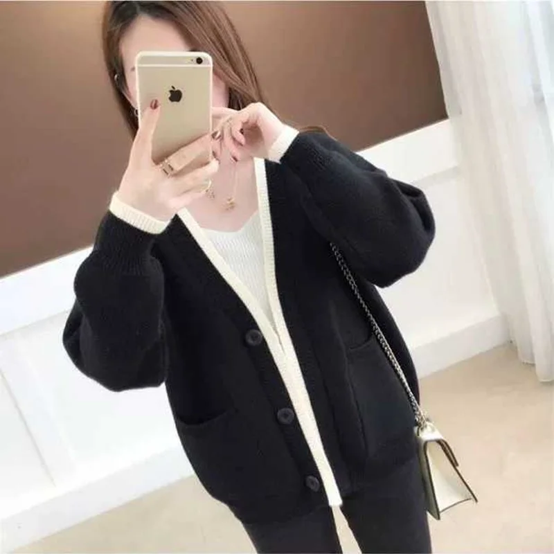 Casual Knitted Jacket Women For Autumn Winter Ladies Korean Long Sleeve Thick Caridgan Sweaters Female Sweater Coat AA5035