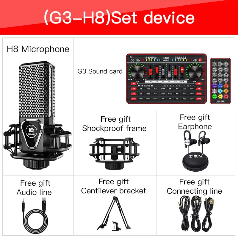 

Bluetooth Sound Card USB Headset Microphone Webcast Live Sound Card Interface External Sound Effects for Home Studio Live Stream