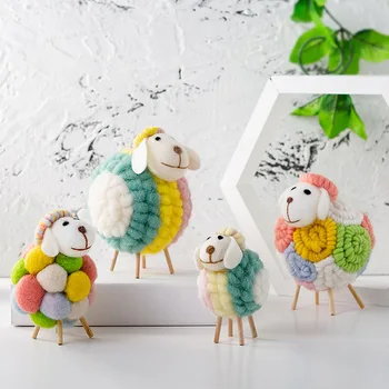 

Children Toys Furry Felt Sheep Minaiture Model Colorful Figurines Bedside Decoration Accessories Home Decor Ornaments Kids Gifts