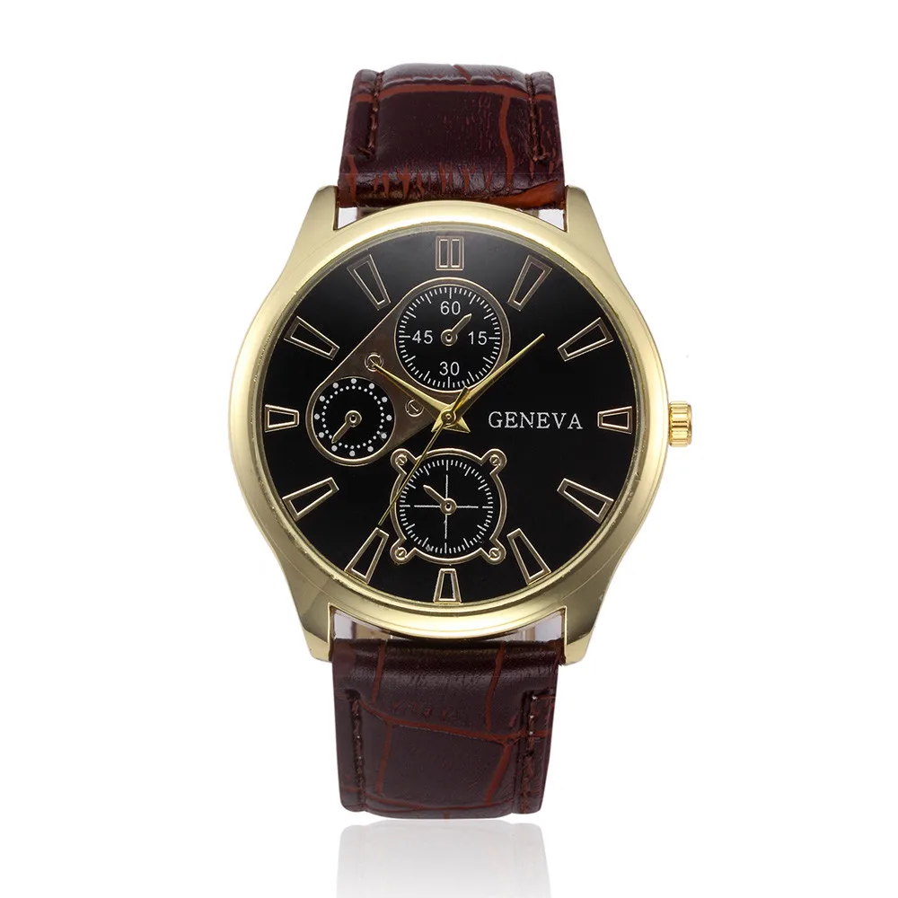 Горячая распродажа 3 Глаза DIY Дизайн мужские s часы Топ бренд класса люкс кожа кварцевые спортивные часы для мужчин Relogio Masculino# BL5