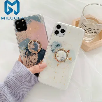 

Geometric Gold Foil Bracket Phone Case For iPhone 11 Pro Max Soft TPU Silicone Cover For iPhone 11 XS Max XR X 8 7 6S Plus