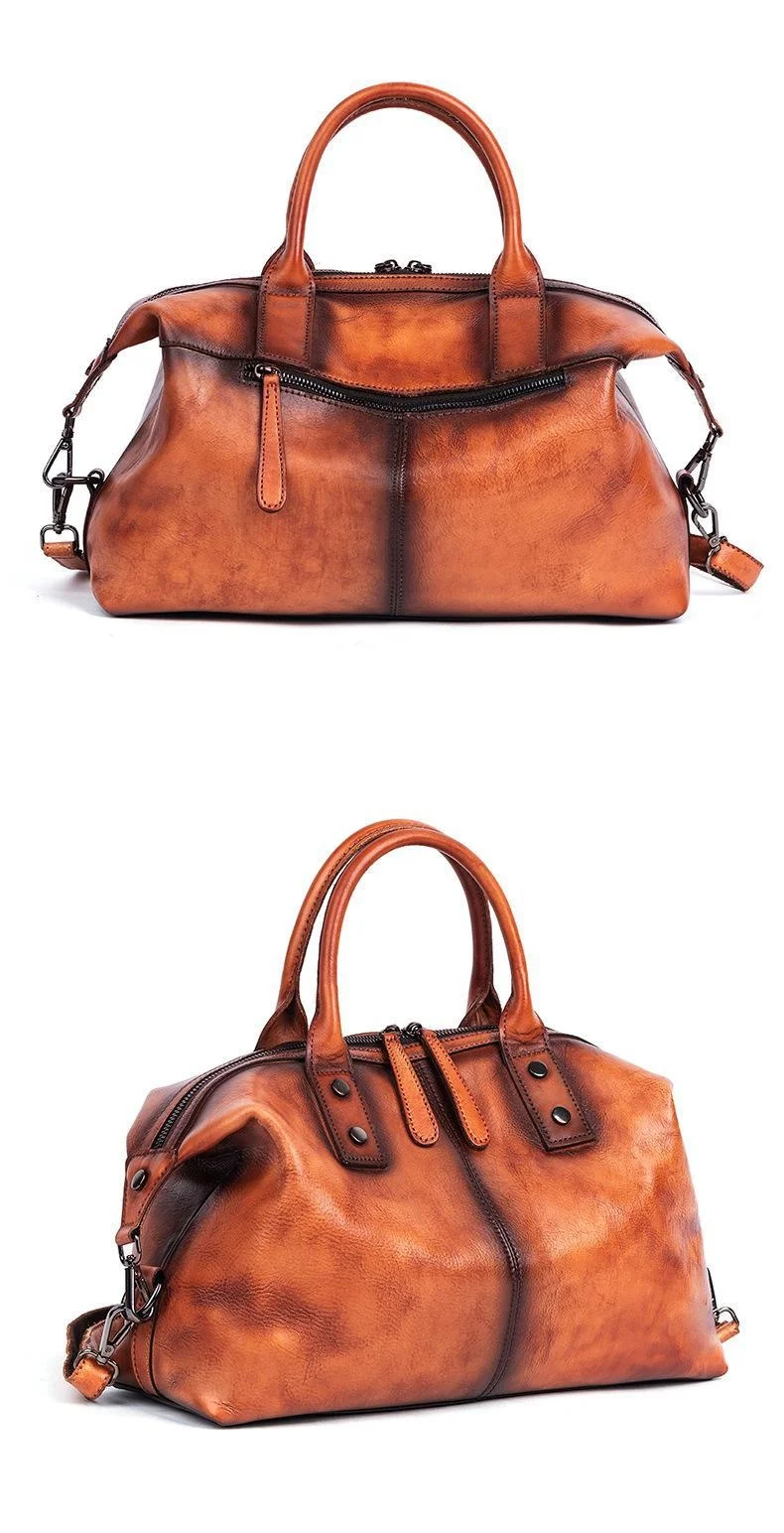 2021 New Hand Painted Women Handbag Luxury Genuine Cowhide Leather Dumpling Bag Large Capacity Vintage Top-handle Bag For Female