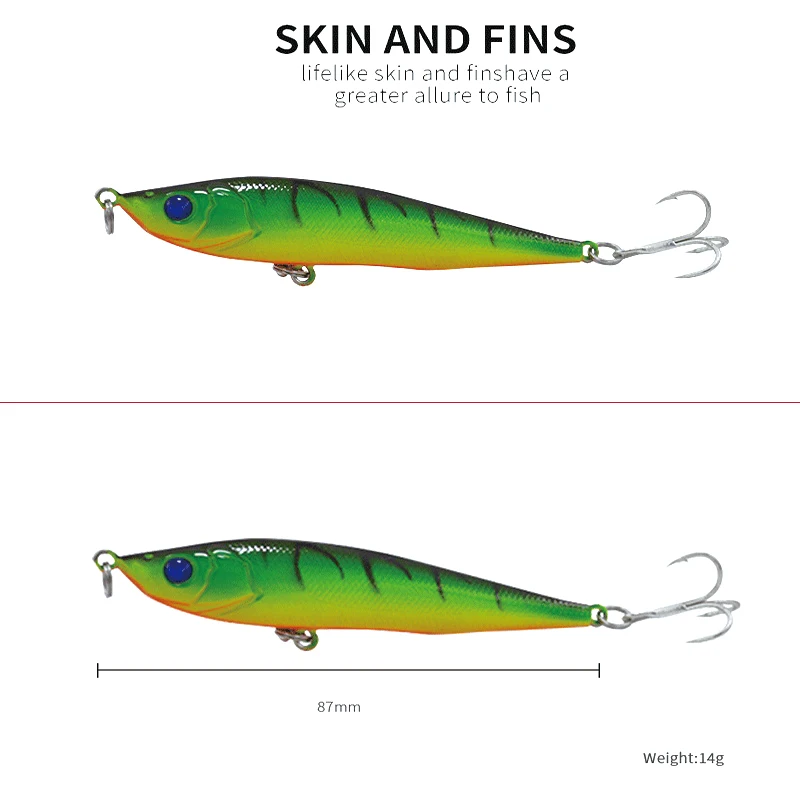 Cat Claw 3D Eyes lure  101P 14g 81mm Long Casting Pencil Stick Bait lure popper Sinking Floating Artificiais Spray Paint Tackle