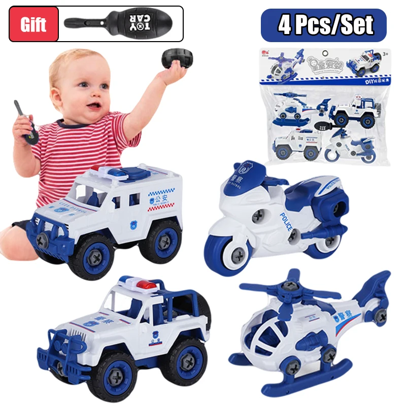 DIY desmontaje ingeniería coche de bloques de construcción educativos rompecabezas de juguete para niños tuerca Asamblea vehículo excavadora juguete de los niños