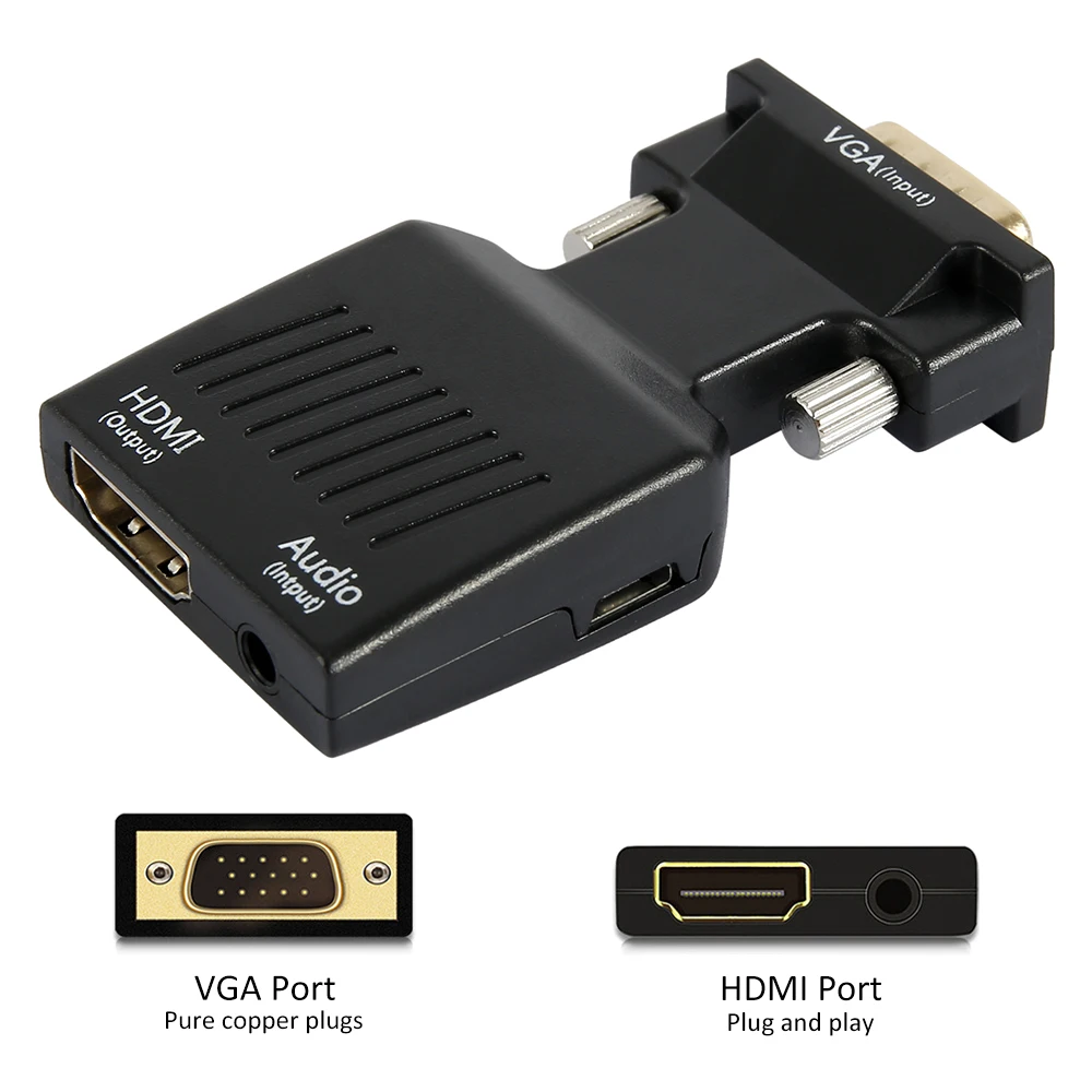 VGA к HDMI адаптер с аудио мужской VGA к женскому HDMI конвертер ноутбук к ТВ