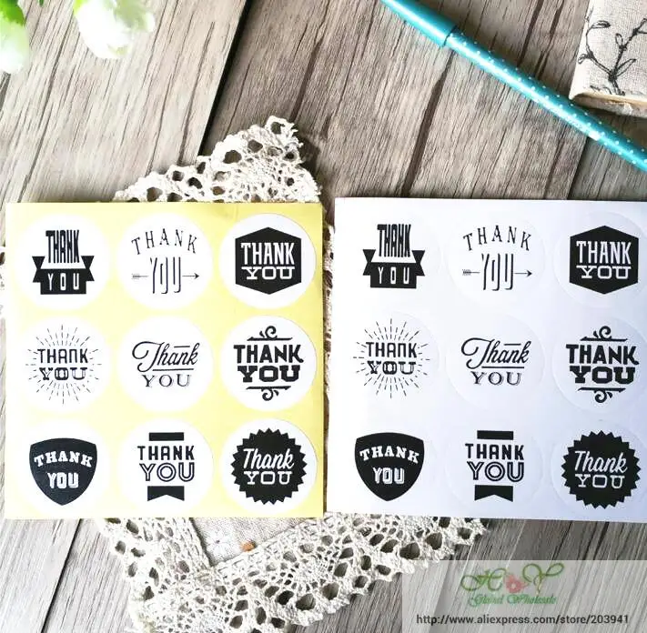 

90 Pcs/lot White THANK YOU Kraft Paper Thank You Stationery Label Sticker Students' DIY Retro Seal Sticker For Handmade Products