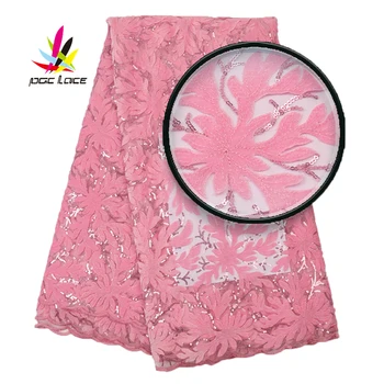 

Wholesale Heavy Fashion Ladies Dress Baby Pink Cheap African French Istanbul Guipure Embroidered Polyester Velvet Lace Fabric