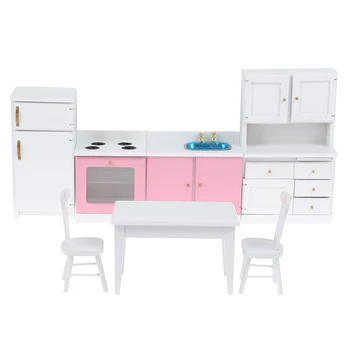 

1:12 Dollhouse Miniature Furniture Kitchen Set Refrigerators Table Chair Model