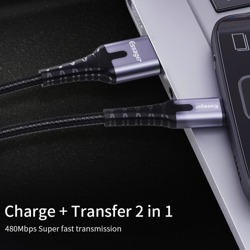 Essager светодиодный usb-кабель Быстрая быстрая зарядка провод кабель usbc для Xiaomi K20 samsung Oneplus 7 Pro Мобильный телефон провода зарядное устройство