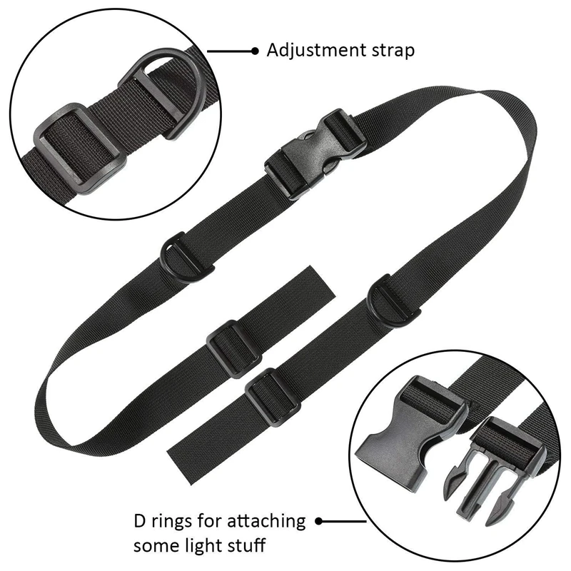 2 Pieces Backpack Chest Strap Adjustable Backpack Sternum Strap Chest Belt with Buckle for Hiking and Jogging, Black