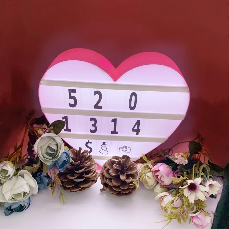 LED Night Light Box Lamp House / Heart Shaped 5V Letters Number Cards  Combination Decoration Lamp Message Board Cinema Lightbox - AliExpress