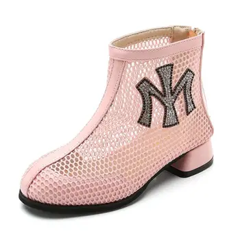 

Summer Fashion Baby Girl Cut-Outs Hollow Roman Princess Sandals Children Knee Boots Gladiator Kid Flat Zipper PU Shoes