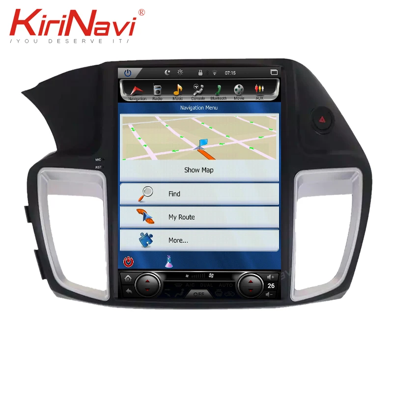 Top KiriNavi 12.1" 1 Din Android 8.1 Car Radio For Honda Accord Car Dvd Multimedia Player Android Auto GPS Navigation 2014-2016 WIFI 5