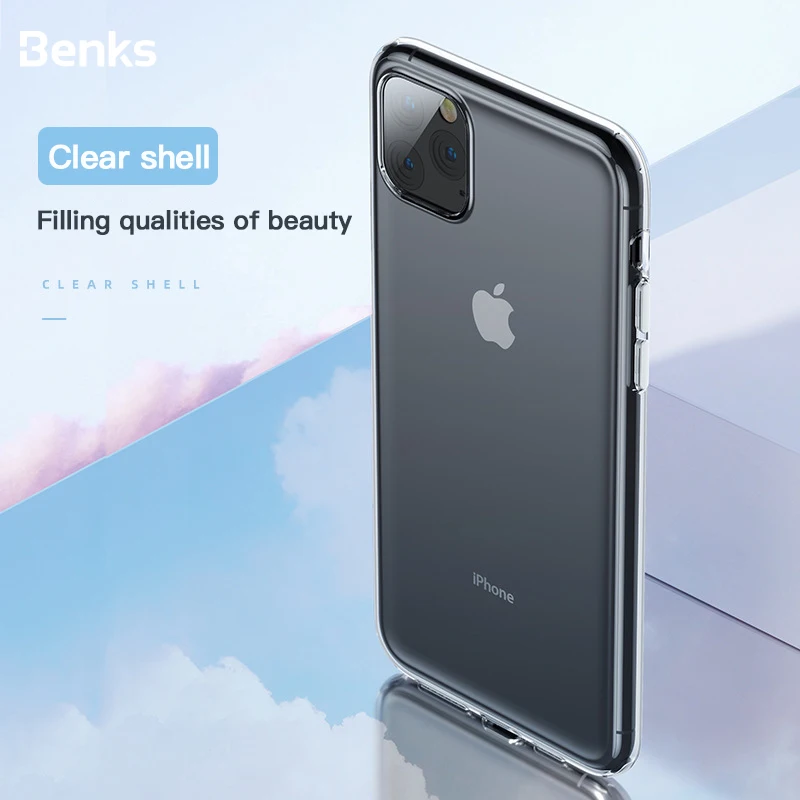 Benks, роскошный Прозрачный чехол для телефона для iPhone 11 Pro MAX, мягкий Ультратонкий чехол для мобильного телефона из ТПУ и силикона, защитный чехол на заднюю панель