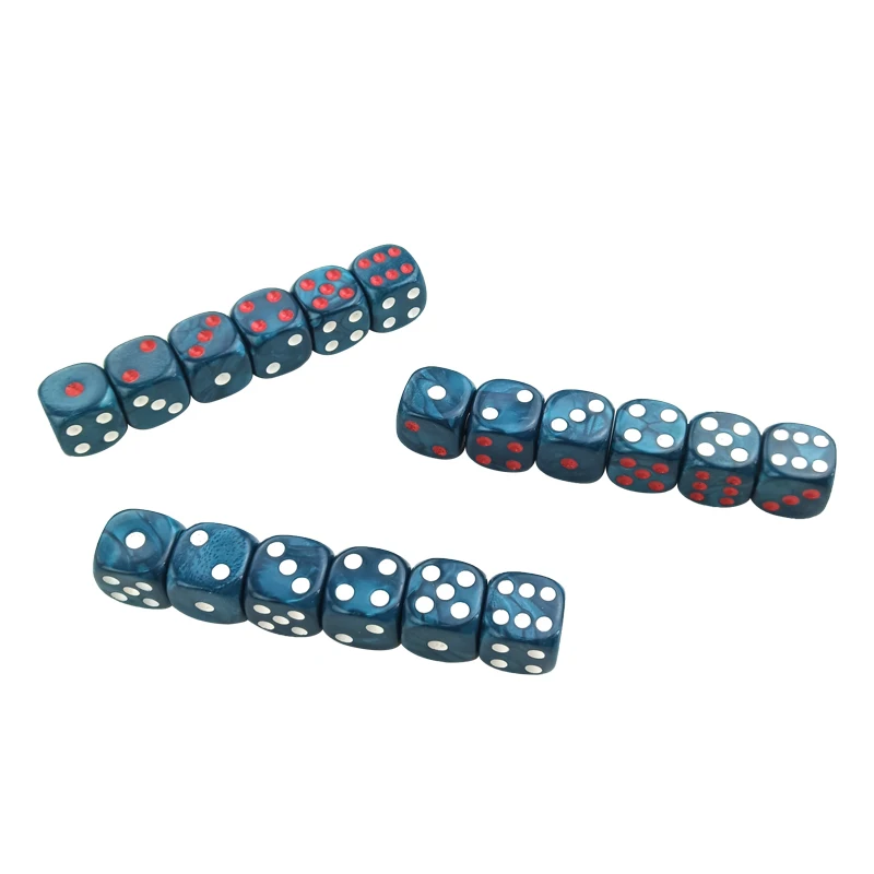 

New 50/100/200 PCS Acrylic Dice 16mm Round Corner Marble effect Dice Set Blue Dice Table Games D6 High-quality Plastic Product