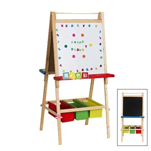 

Children Multi-functional Drawing Board with Stand-Wooden Double-Sided Magnetic Drawing Board