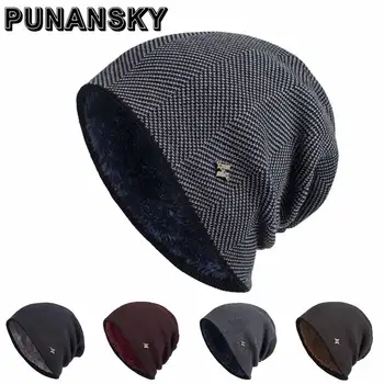 

New Winter Warm Hats Iron Signage Knitted Hat Plus Velvet Skullies Beanies Hats for Men Women Bonnet Caps Gorros