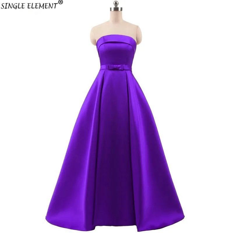 

100% Real Photo Elegant Satin Strapless Custom Made Formal Evening Dresses Plus Size