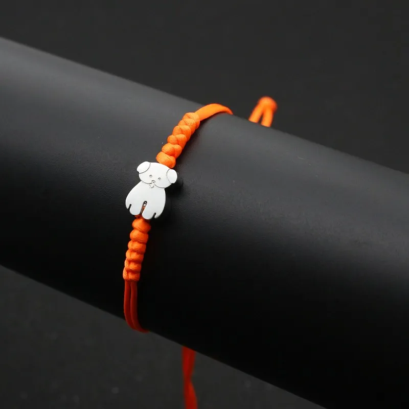 Orange Брендовый милый Мишка изящная нержавеющая сталь браслеты с медведями для женщин девочек счастливый браслет дружбы чисто ручной плетеные украшения Pulseras - Окраска металла: Orange