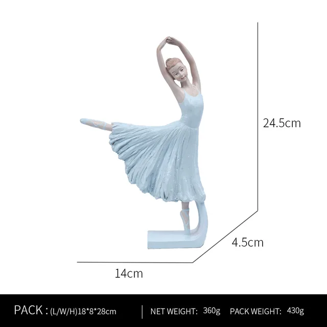 Ornaments For Home Cute Girl Rabbit Elephant Horse Statues Sculptures Figurines For Interior Room Decor Living Room Decoration Ballet girl D