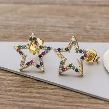 16 видов стилей на выбор Цвет Фул микро паве ЧР Роскошная золотая, Радужная, серьги со шпилькой, для Для женщин модная одежда для девочек вечерние, ювелирное изделие, подарок