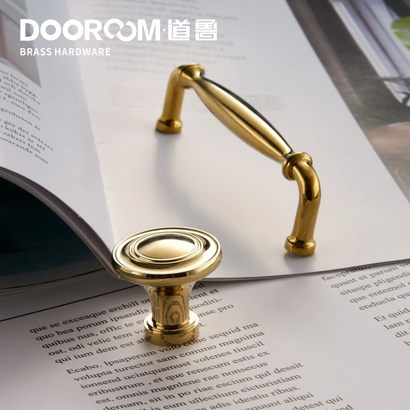 Латунные ручки для мебели Dooroom роскошные европейские золотистые хромированные