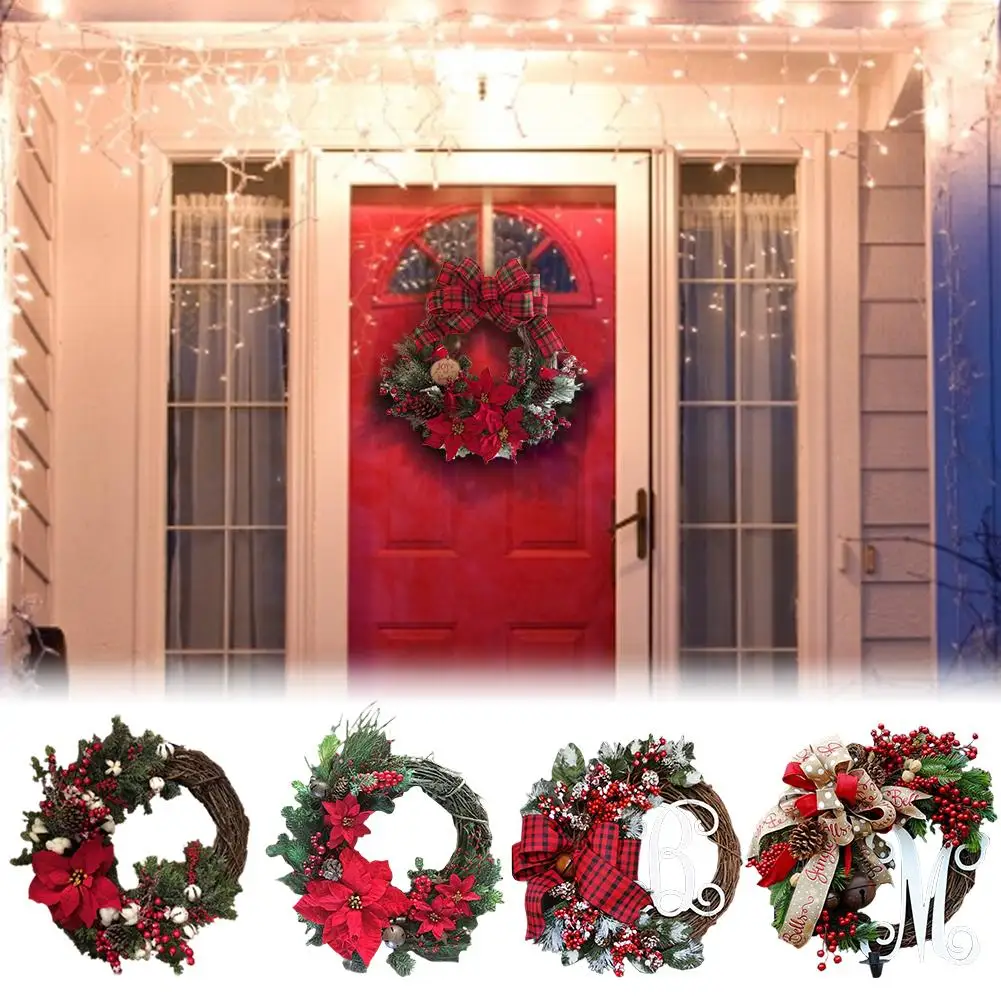 Christmas Wreaths Artificial Garland Door Hanging Decorative Supplies for Christmas Party Decoration#D0