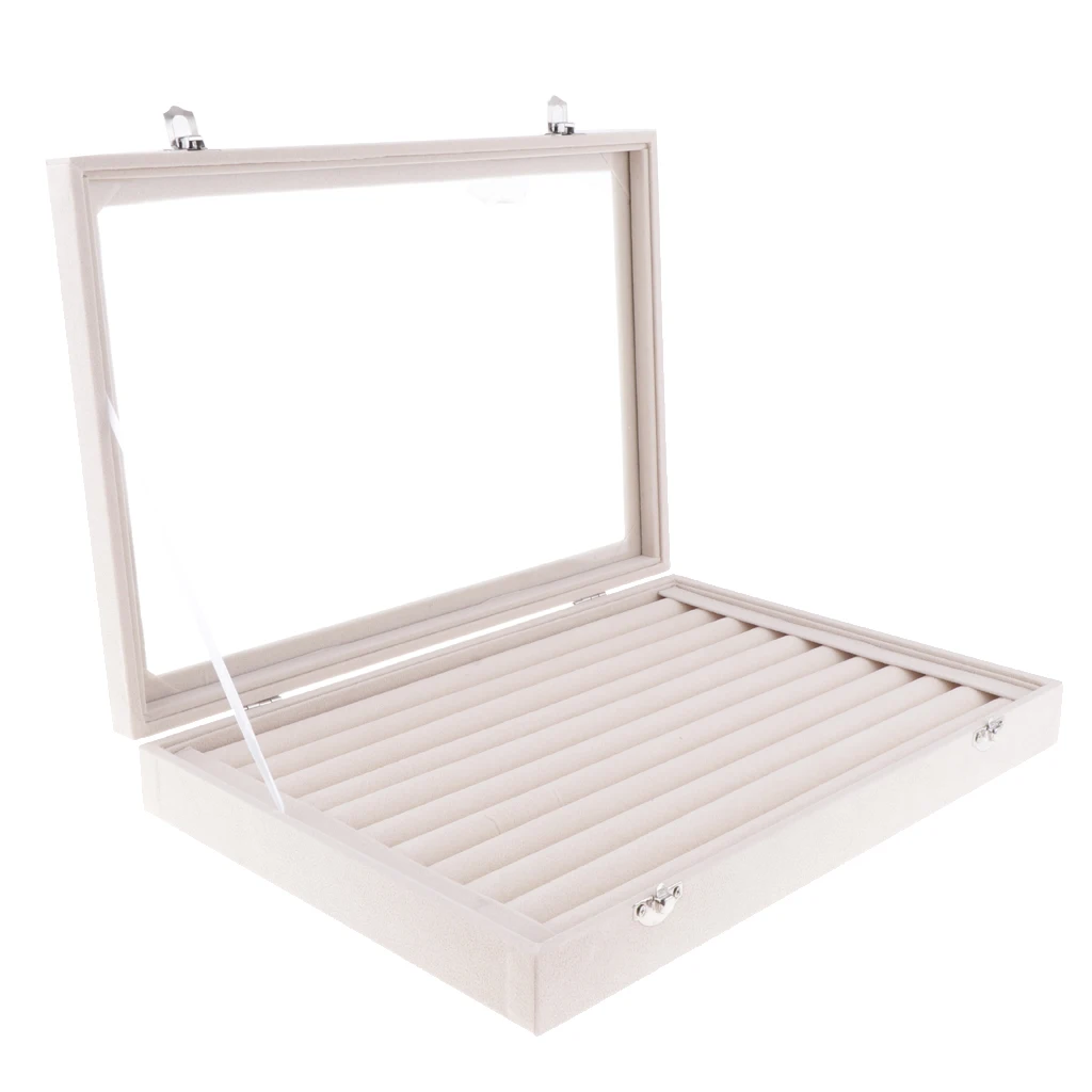 Jewelry Display Organizer Earring Ring Holder Necklace Storage Box Jewelry Packaging Beige Gray