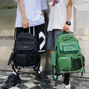 

brand Men's canvas shoulder bag leisure Joker high school students schoolbag female fashion trend travel backpack