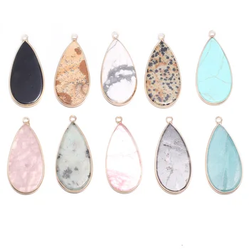 

Natural Stone Water drop shape Agates Pendants for Jewelry Making Diy earring necklace Bracelet accessories Size 20x45mm