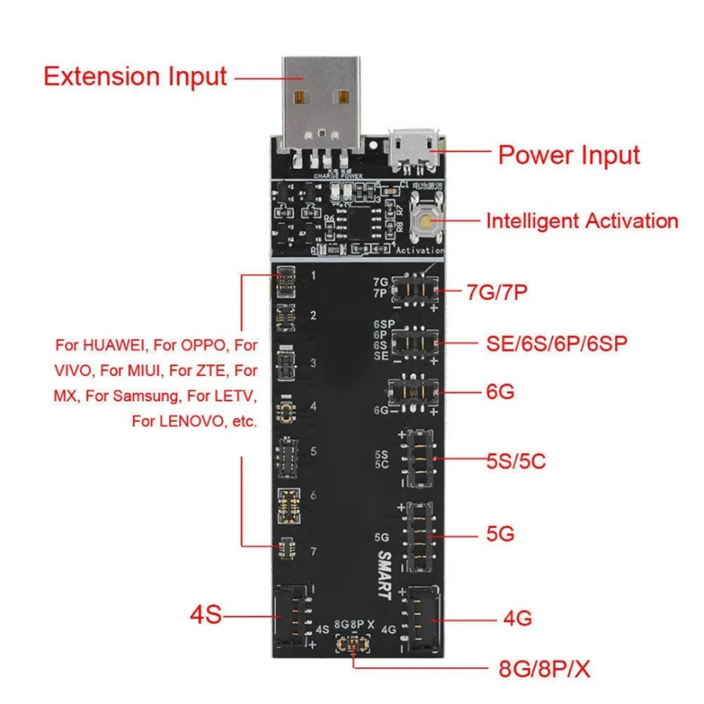Test Cable Battery For iphone 6 6s 8 7 plus X Fast Charging Phone Activation Board Repairment Part For Huawei Mate Accessories