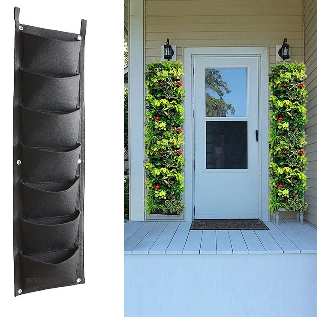 Вертикальный Огород Посадка мешок 7 карманный зеленый висячего сада растений Grow