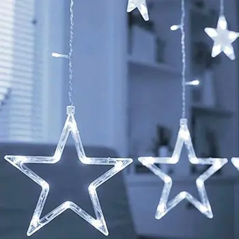 

Curtain Lighting 2.5m Stars 138 LED Window Curtain Lights String Fairy Light for Wedding Holiday Christmas Party Decor
