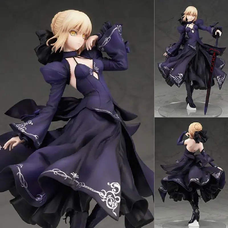 26 см Fate stay night Definition Night Zero Аниме фигурка black Saber Alter сексуальное платье ПВХ экшн