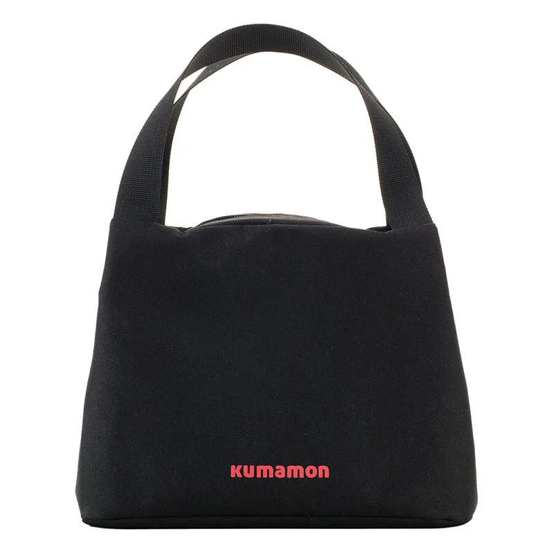 Japan Kumamoto Bear Black And White with Pattern Canvas Hand Lunch Box Bag Travel Insulated Cold Insulation Freshness Lunch Bag