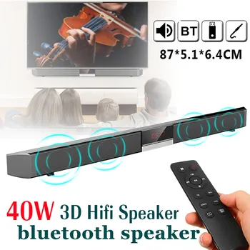 

40W Portable Wireless Column Soundbar bluetooth Speaker 3D Surround Hifi Stereo Home Theater LED Display Slim TV Speaker