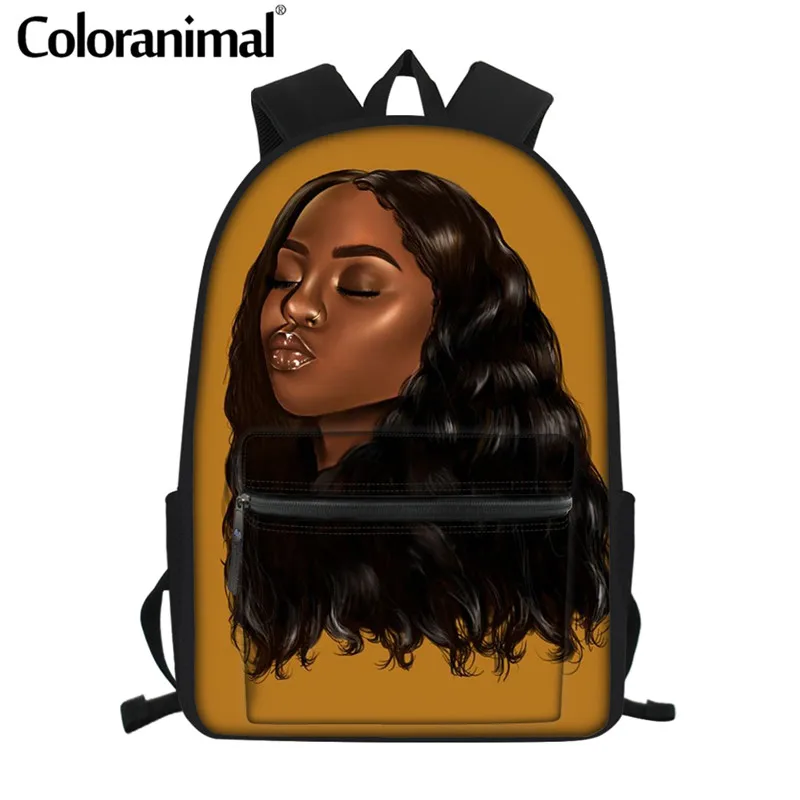 Coloranimal подростковый школьный рюкзак для девочек, черная художественная американская королева, Африканский принт, Книжная сумка для девочек, высокая сумка для начальной школы, ранец - Цвет: HMC1687Z58