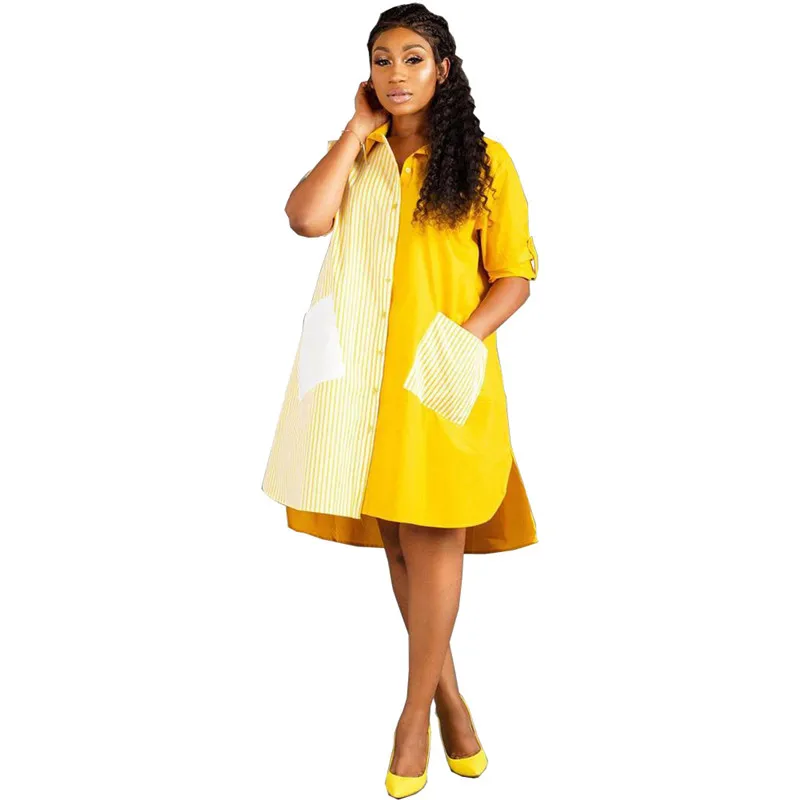 thumbnail image 1 of Vestido camisero de manga larga de otoño para mujer, vestido tipo blusa con botones y cuello vuelto, ropa de calle, vestidos casuales holgados de gran tamaño con bolsillos, 1 of 5
