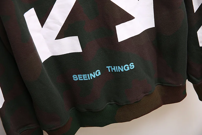 19ss Off-White OW камуфляжная стрела для мужчин и женщин унисекс для влюбленных Модная хлопковая Повседневная Толстовка с капюшоном свободная Куртка Пуловер