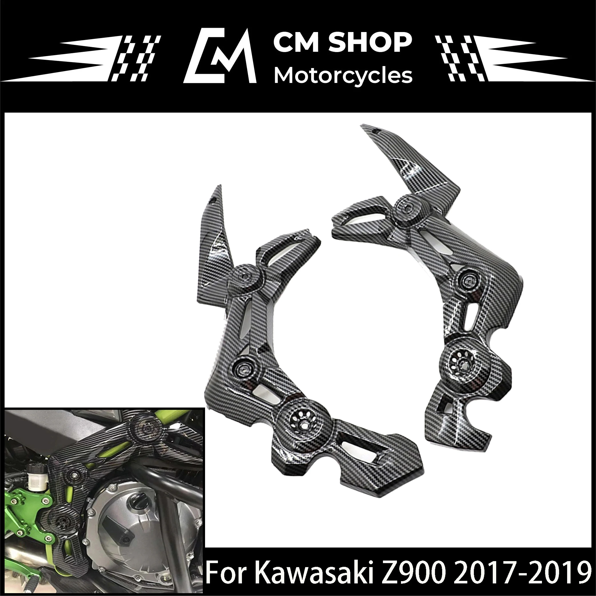 

ABS Carbon Fiber Front Side Trim Fairing High Quality ABS For Kawasaki Z900 Z 900 2017 2018 2019 Motorcycle Fairing Parts