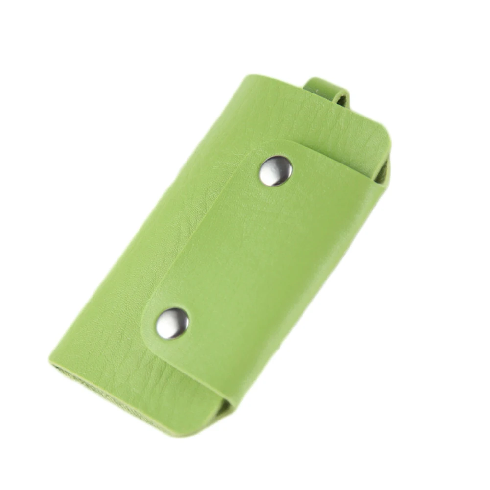 1 PC Portable Leather Housekeeper Holders Car Keychain Key Holder Bag Case Unisex Wallet Cover Simple Solid Color Storage Bag - Цвет: Зеленый