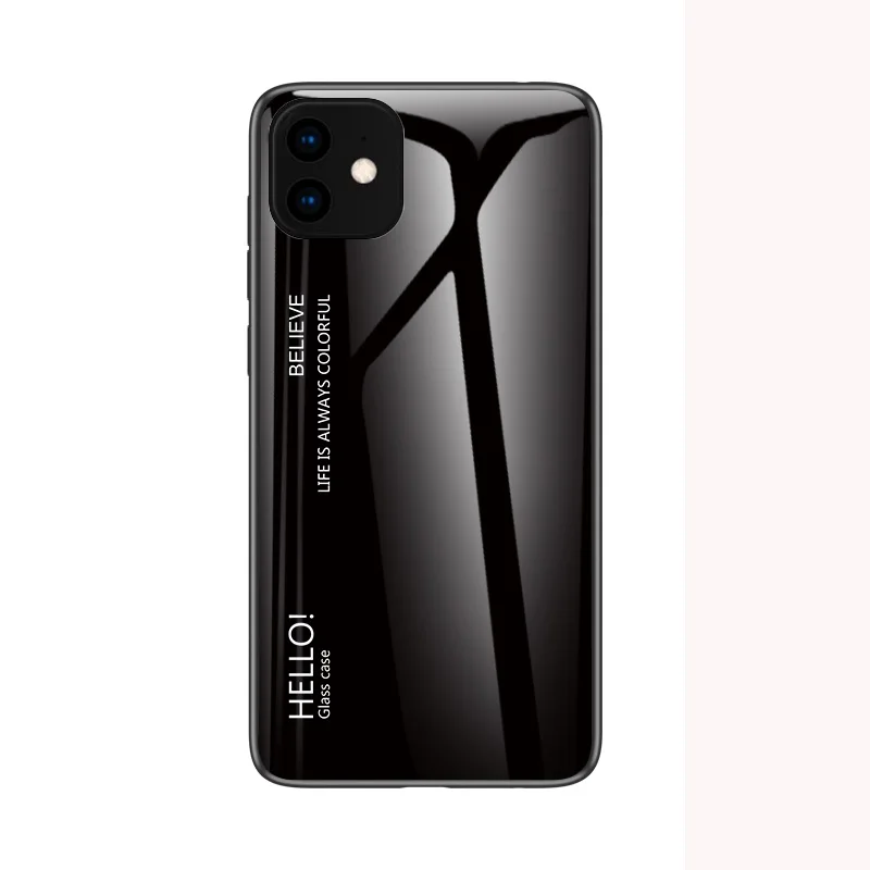 Модный градиентный стеклянный чехол для телефона для Apple iphone 11 Pro Max полный защитный бампер для iphone 11 Pro Max чехол для телефона - Цвет: Черный