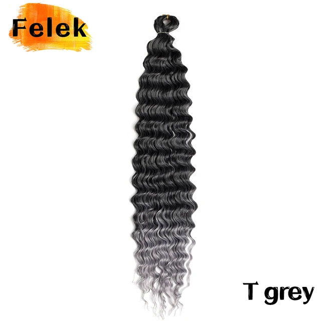 22-30inch Deep Wave Twist Crochet Hair Natural Synthetic Afro Curls Crochet Braids Ombre Braiding Hair  Extensions For Women TGrey