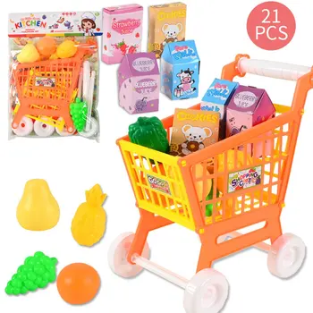 

Mini Simulation Shopping Cart Kids Pretend Play Toy Plastic Assemble Disassemble Shopping Cart Baby Playing House Toy